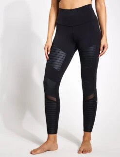 7/8 High Waisted Moto Legging - Black/Glossy