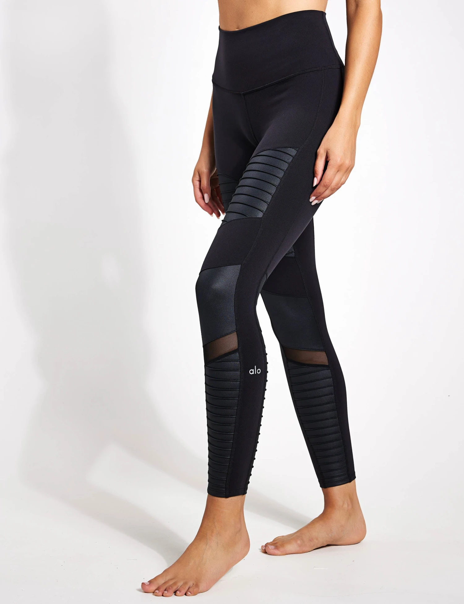 7/8 High Waisted Moto Legging - Black/Glossy 6 7/8 High Waisted Moto Legging - Black/Glossy - Image 6
