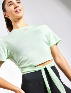 ADIDAS Yoga Studio Wrapped T-Shirt - Semi Green Spark/Grey Two -Elevate Fitwear Sales Store Adidas YGA ST WRAP T SEGRSP GRETWO IS2966 GREEN 0026