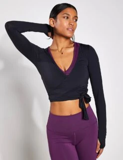 Cropped Escalate Wrap Top - Black