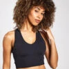 Goddess Ribbed Cropped Racerback Tank - Black