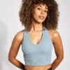 Goddess Ribbed Cropped Racerback Tank - Cosmic Grey