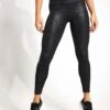 Beyond Yoga Leatherette High Waisted Midi Legging - Black Leatherette Foil