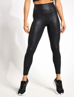 Beyond Yoga Leatherette High Waisted Midi Legging - Black Leatherette Foil