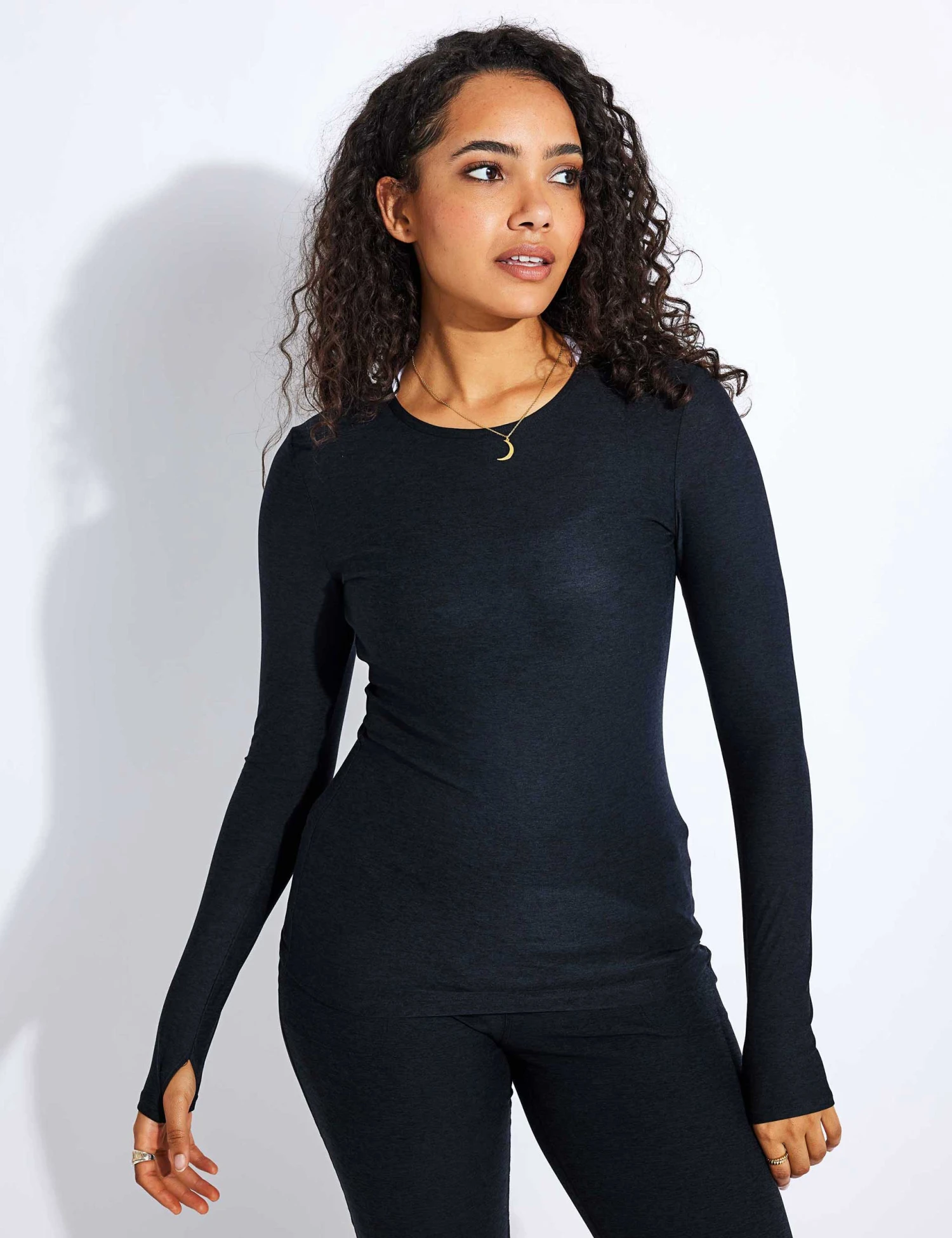 Beyond Yoga Featherweight Classic Crew Pullover - Darkest Night 1 Beyond Yoga Featherweight Classic Crew Pullover - Darkest Night