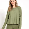 Beyond Yoga Featherweight Daydreamer Pullover - Moss Green Heather