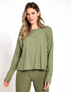 Beyond Yoga Featherweight Daydreamer Pullover - Moss Green Heather
