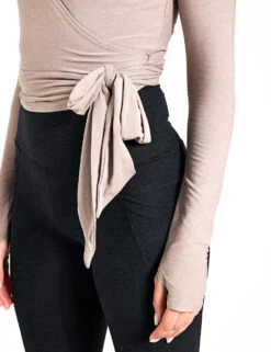 Beyond Yoga Featherweight Waist No Time Wrap Top - Birch Heather -Elevate Fitwear Sales Store Beyond Yoga Featherweight Waist No Time Wrap Top LWSD7908 BHS 0017