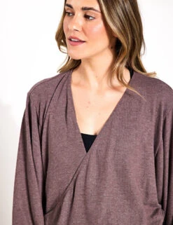 Beyond Yoga Wrapped Up Pullover - Heathered Truffle -Elevate Fitwear Sales Store Beyond Yoga Wrapped Up Pullover Heathered Truffle CS7820 HT S 0023