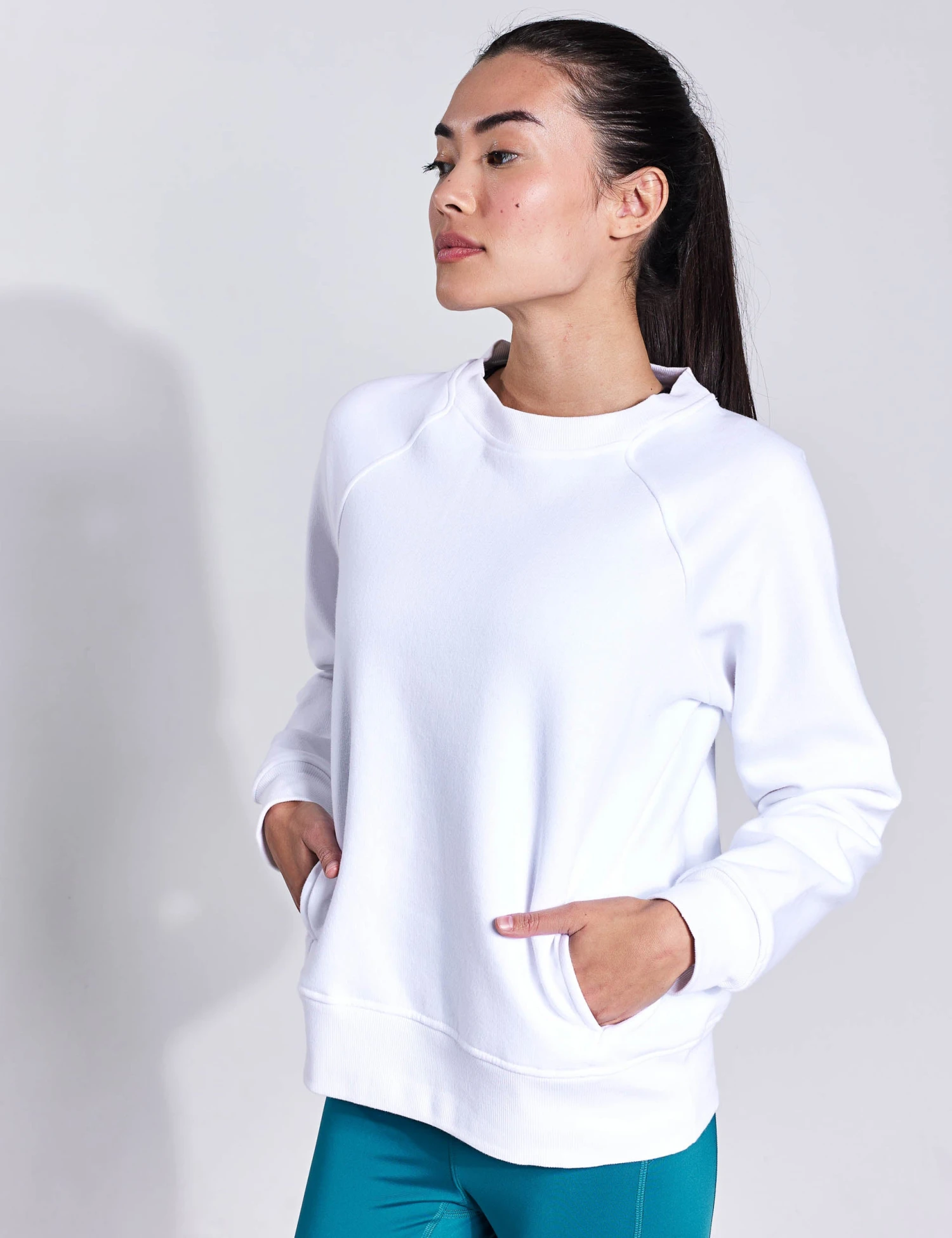 Cotton Rich Crew Neck Sweatshirt - White 1 Cotton Rich Crew Neck Sweatshirt - White