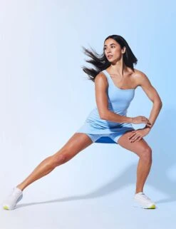 Bianca One Shoulder Dress - Cerulean -Elevate Fitwear Sales Store Girlfriend Collective BIANCA DRESS ONE SHOULDER 6080 CER CERULEAN 0006