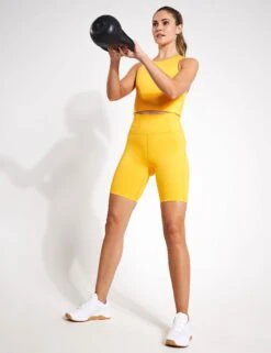 High Waisted Bike Short - Golden Glow -Elevate Fitwear Sales Store Girlfriend Collective Compressive high rise bike shorts 4011 GW Golden Glow 0002