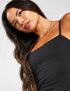 RIB Devon Compressive Cami - Black -Elevate Fitwear Sales Store Girlfriend Collective DEVON RIB CAMI BRA 1037 JB BLACK 0019