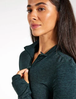 ReSet Mock Neck Half Zip - Moss Heather 6 ReSet Mock Neck Half Zip - Moss Heather -Elevate Fitwear Sales Store Girlfriend Collective RESET LONG SLEEVE MOCK NECK HALF ZIP 3054 HGG MOSS HEATHER 0008