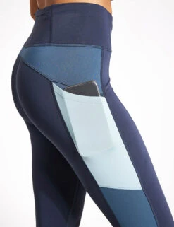 Go Move Printed 7/8 Gym Leggings - Medium Blue Mix -Elevate Fitwear Sales Store Goodmove GO MOVE 7 8 COLOURBLOCK 6544P MEDIUM BLUE MIX 0022