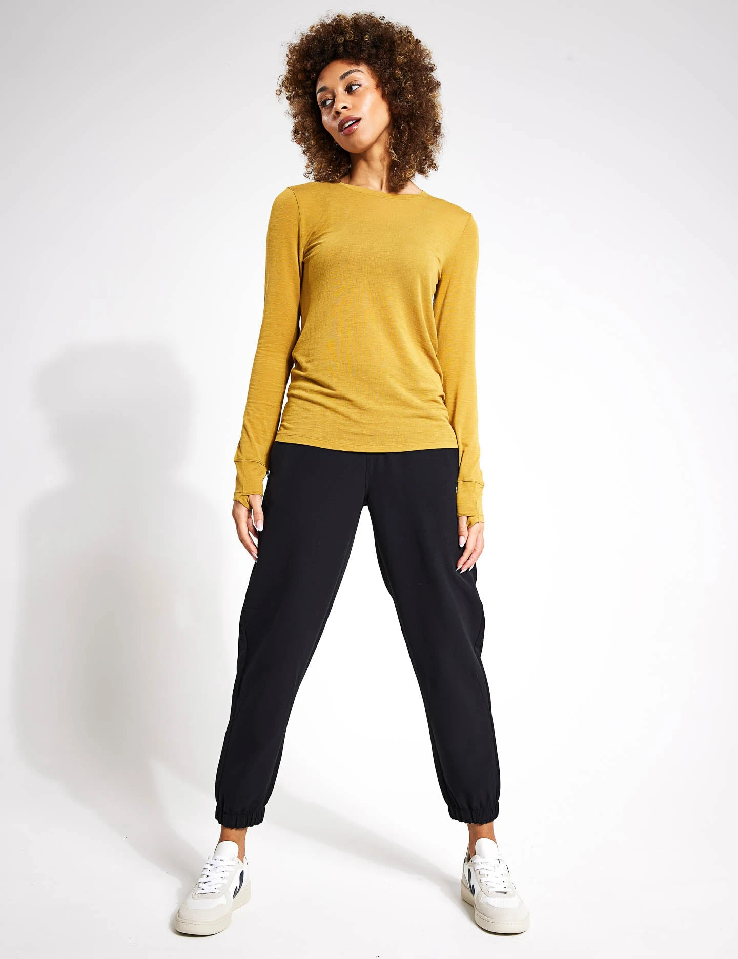 Merinotec Crew Neck Walking Top - Dark Ochre 2 Merinotec Crew Neck Walking Top - Dark Ochre - Image 2
