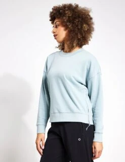 Cotton Rich Mesh Panel Sweatshirt - Light Mint