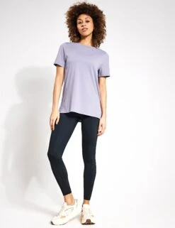 Scoop Neck Mesh Back T-Shirt - Lavender Grey -Elevate Fitwear Sales Store Goodmove MESH PANEL TEE 5177 LAV 0008