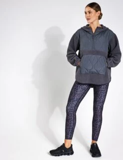 Mixed Borg Quilt Hoodie - Dark Grey -Elevate Fitwear Sales Store Goodmove MIXED BORG QUILT HOODIE T51 5848 DARK GREY 0008