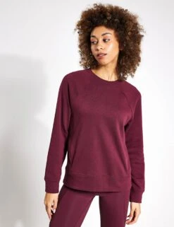 Cotton Rich Crew Neck Sweatshirt - Burgundy
