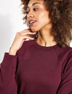 Cotton Rich Crew Neck Sweatshirt - Burgundy -Elevate Fitwear Sales Store Goodmove SUPERSOFT POCKETSWEAT 5858 BU BURGUNDY 0004