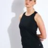 Scoop Neck Racer Back Vest Top - Black