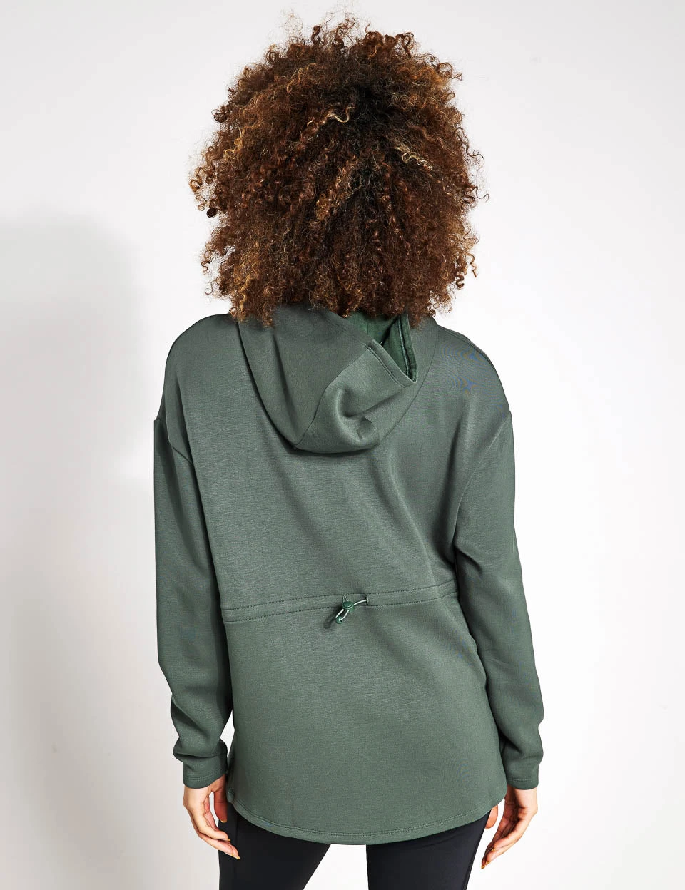Relaxed Yoga Longline Hoodie - Dark Sage 2 Relaxed Yoga Longline Hoodie - Dark Sage - Image 2