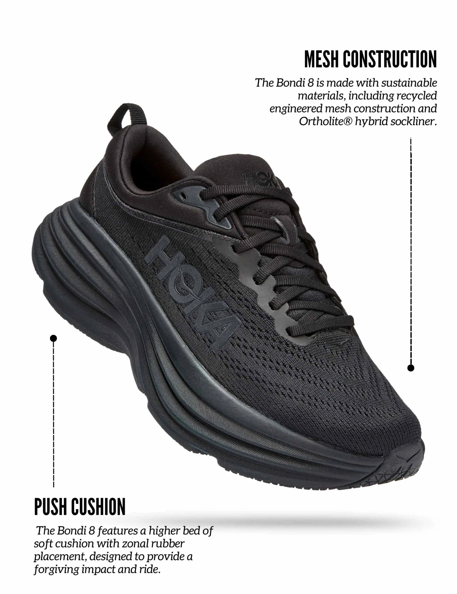 Hoka Bondi 8 - Black/Black 3 Hoka Bondi 8 - Black/Black - Image 3