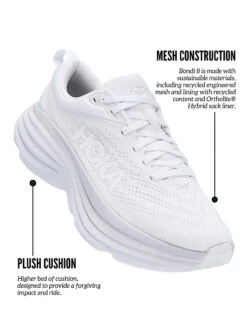 Hoka Bondi 8 - White/White -Elevate Fitwear Sales Store Hoka Bondi White PDP