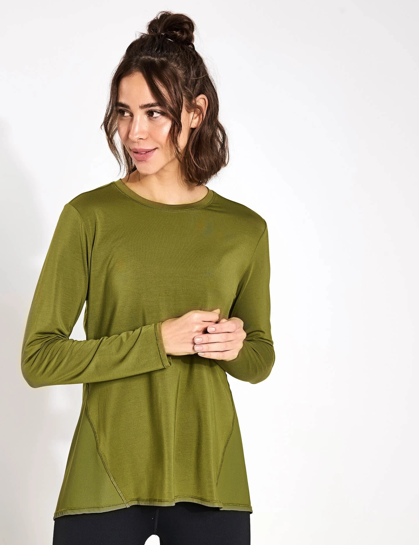 Kendall Long Sleeve Top - Army Green 1 Kendall Long Sleeve Top - Army Green