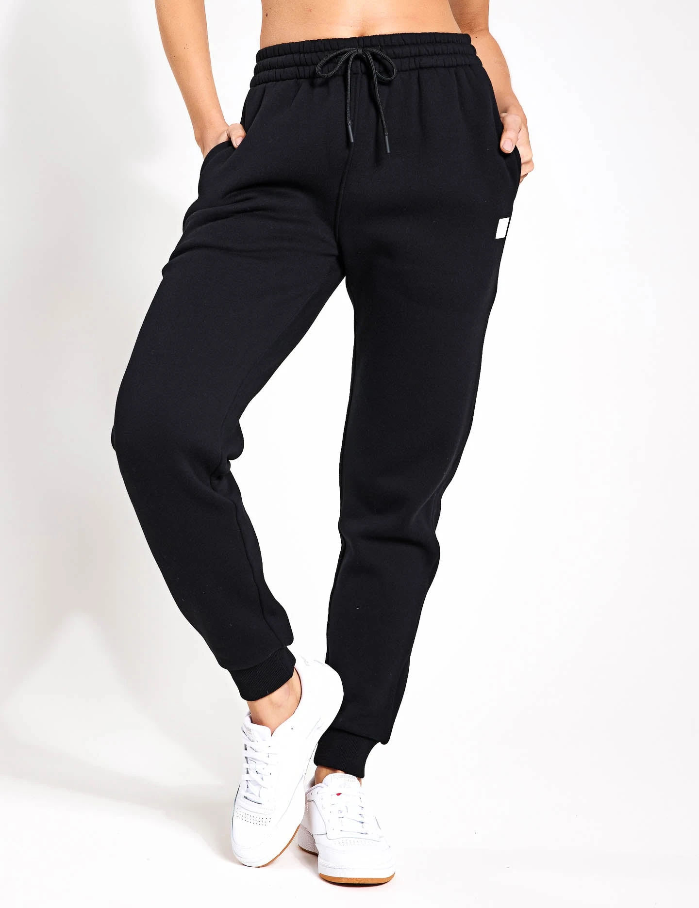 Millie Slim Fleece Track Pant - Black 1 Millie Slim Fleece Track Pant - Black