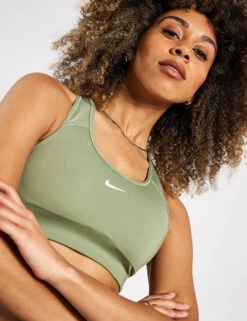 Nike Swoosh Sports Bra - Oil Green/White 7 Nike Swoosh Sports Bra - Oil Green/White -Elevate Fitwear Sales Store NIKE W NK DF SWSH 1PP BRA BV3636 386 OIL GREEN WHITE 0004
