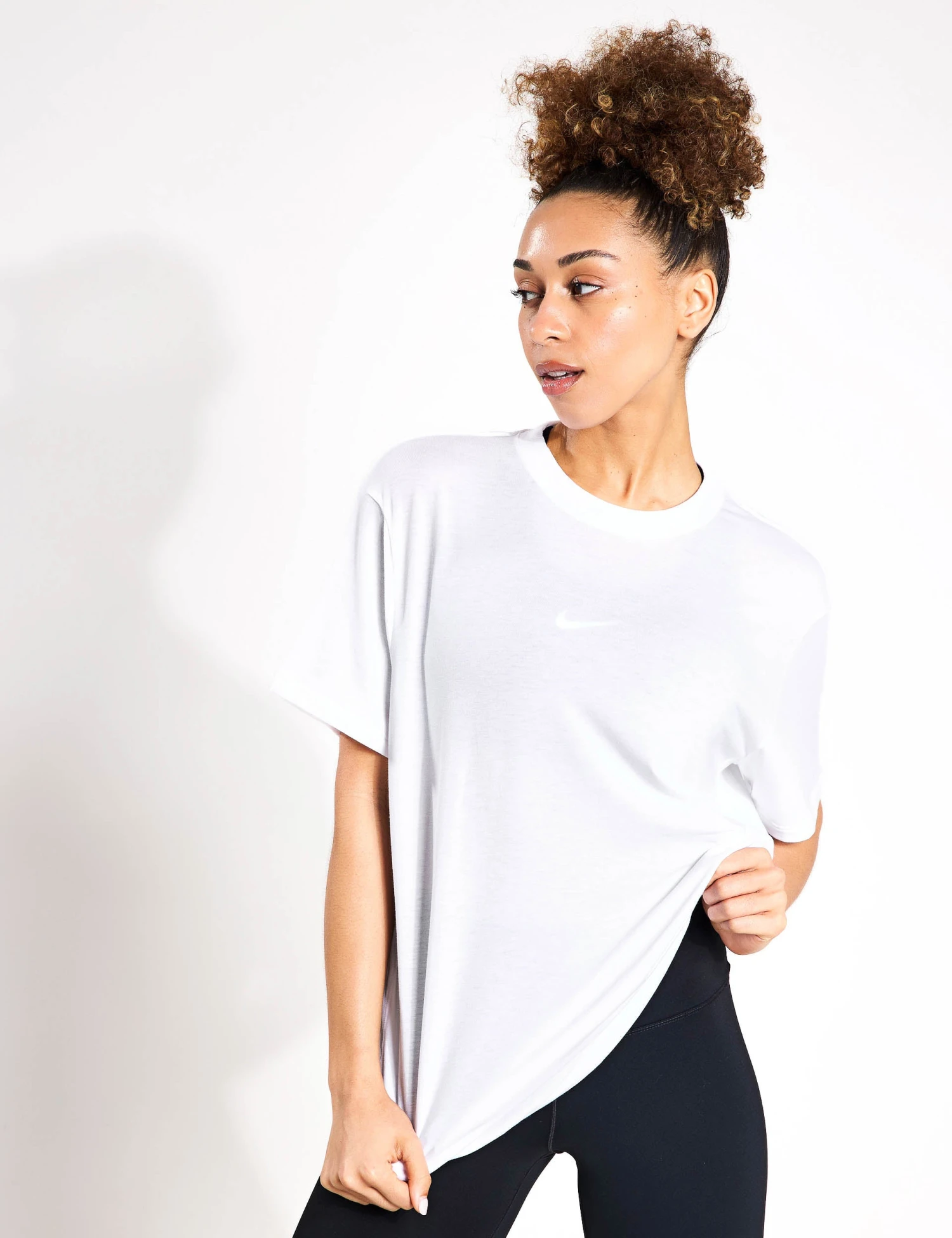 Nike One Relaxed Dri-FIT Short-Sleeve Top - White/Black 1 Nike One Relaxed Dri-FIT Short-Sleeve Top - White/Black