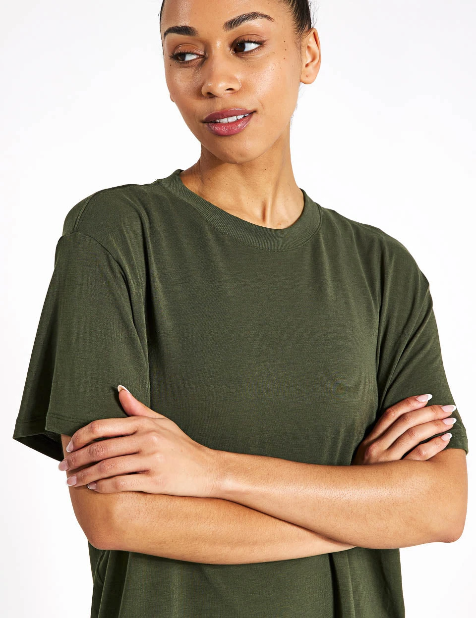 Nike One Relaxed Dri-FIT Short-Sleeve Top - Cargo Khaki/Black 8 Nike One Relaxed Dri-FIT Short-Sleeve Top - Cargo Khaki/Black - Image 8