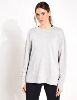 Sweaty Betty After Class Longline Sweatshirt - Light Grey Marl