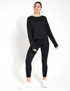 Sweaty Betty Essential Crop Long Sleeve T-Shirt - Black -Elevate Fitwear Sales Store Sweaty Betty Essential Crop Long Sleeve T Shirt Black SB9689 001 S 0002
