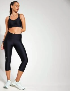 Under Armour Infinity High Zip Bra - Black/White -Elevate Fitwear Sales Store Under Armour UA Infinity High Bra Zip 1373860 001 Black Black White 0015