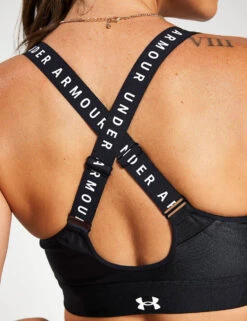 Under Armour Infinity High Zip Bra - Black/White -Elevate Fitwear Sales Store Under Armour UA Infinity High Bra Zip 1373860 001 Black Black White 0029