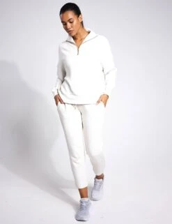 Varley Hawley Half Zip Sweat - Ivory Marl -Elevate Fitwear Sales Store Varley HAWLEY HALF ZIP SWEAT VAR01461 Ivory Marl 00171