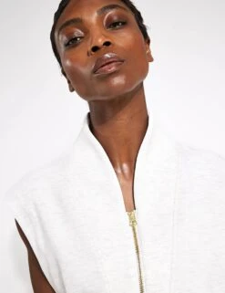 Varley Loretta Half-Zip Sleeveless Sweat - Ivory Marl -Elevate Fitwear Sales Store Varley Loretta half zip VAR01892 IVO Ivory Marl 0031