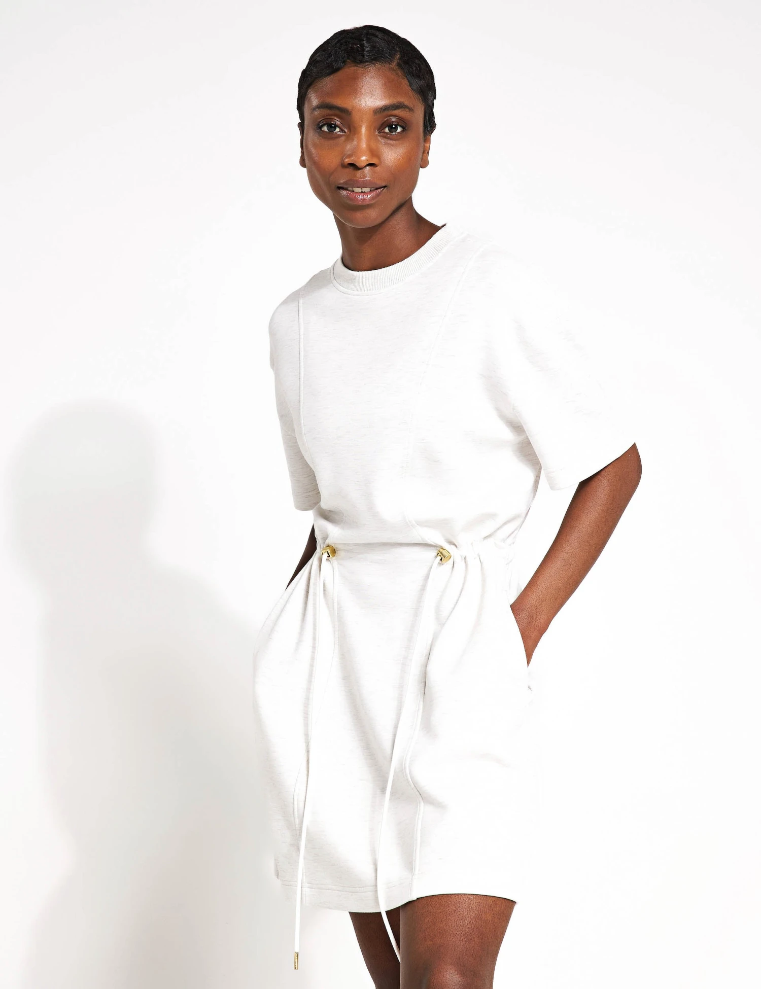 Varley Maple Dress - Ivory Marl 1 Varley Maple Dress - Ivory Marl