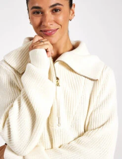 Varley Mentone Half-Zip Knit Pullover - Egret 6 Varley Mentone Half-Zip Knit Pullover - Egret -Elevate Fitwear Sales Store Varley Mentone Knit VAR00615 Egret 0026