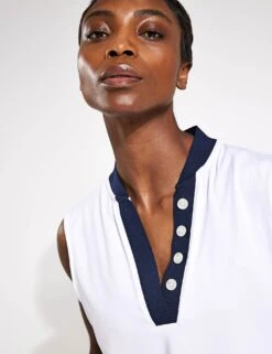 Varley Shelby Performance Tank - White/Blue Nights -Elevate Fitwear Sales Store Varley Shelby performance tank VAR02009 WHI White blue nights 0027