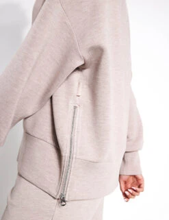 Varley Priya Longline Sweat - Taupe Marl -Elevate Fitwear Sales Store Varley priya longline sweat VAR01708 TAUPE taupe marl 0031