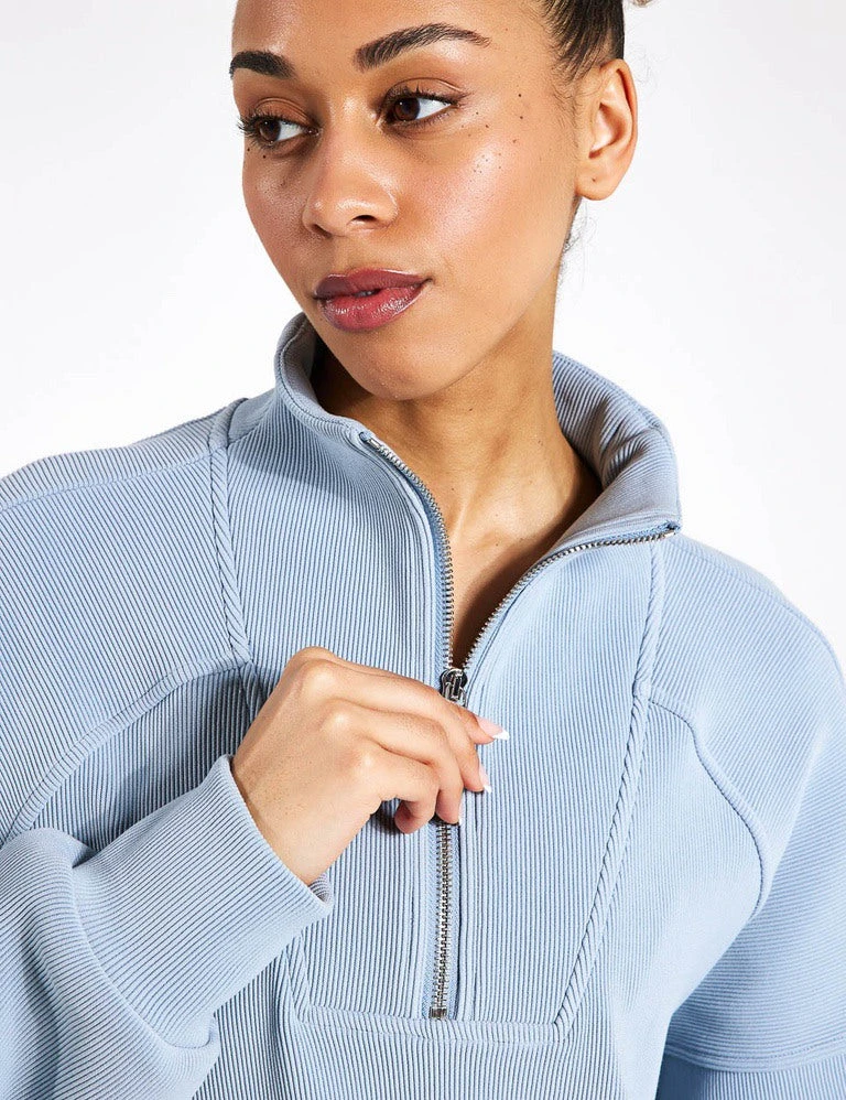 Varley Rhea Half-Zip Sweat - Ashley Blue 4 Varley Rhea Half-Zip Sweat - Ashley Blue - Image 4