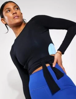 Grace Tie Long Sleeve - Black -Elevate Fitwear Sales Store YMO Grace Tie Long Sleeve YMOTOP18 BLACK 0030