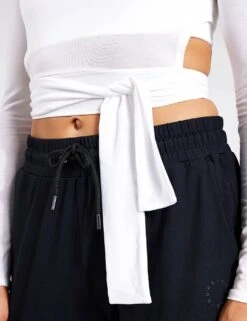 Grace Tie Long Sleeve - White -Elevate Fitwear Sales Store YMO Grace Tie Long Sleeve YMOTOP18 White 0016