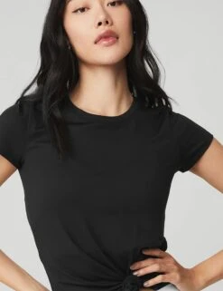 Alosoft Finesse Tee - Black -Elevate Fitwear Sales Store alo yoga alosoft finesse tee black W1404R 3