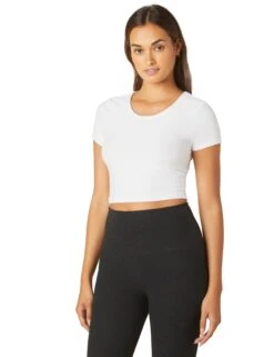 Beyond Yoga Featherweight Perspective Cropped Tee - Cloud White -Elevate Fitwear Sales Store beyond yoga featherweight perspective cropped tee cloud white LWSD7842 5