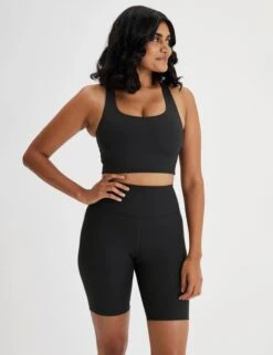 RIB High Waisted Bike Short - Black -Elevate Fitwear Sales Store girlfriend collective rib high waisted bike short black 6